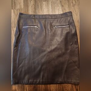 Loft Faux Leather Brown Skirt